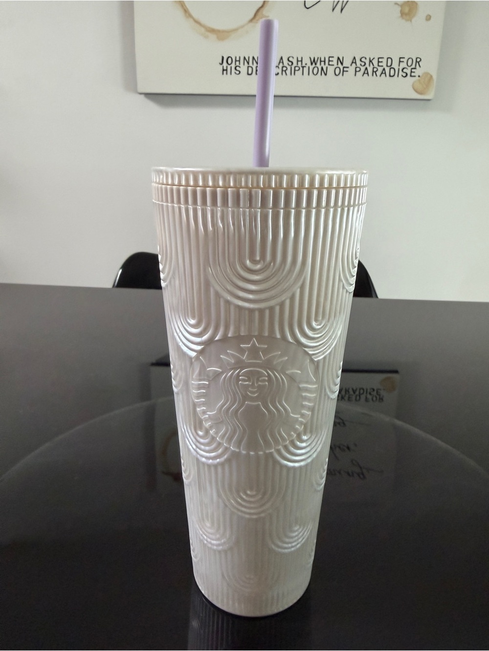 NWT Starbucks Venti White Pearlescent Mermaid Scales Cold Cup